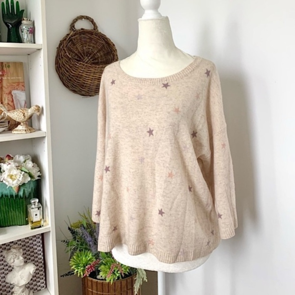 Dtlm REPEAT CASHMERE Star print Pullover Sweater SM MED